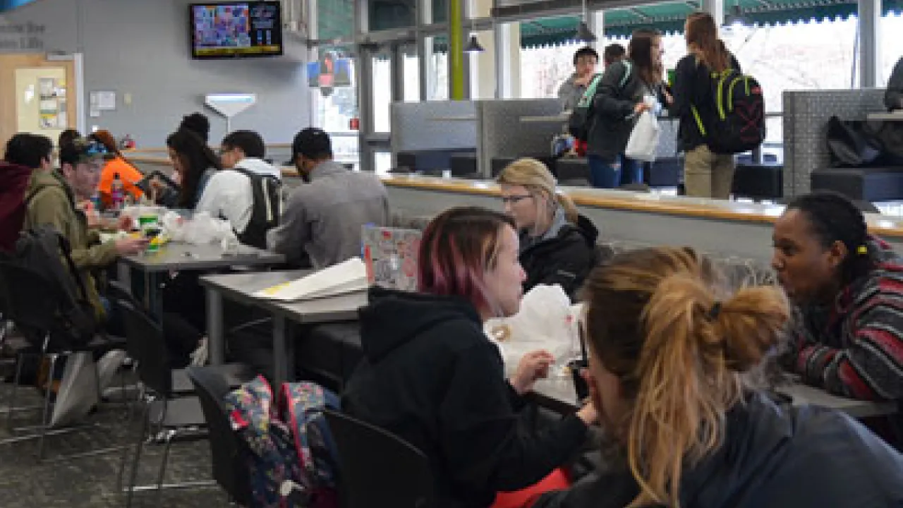 Students Gathered in lounge space