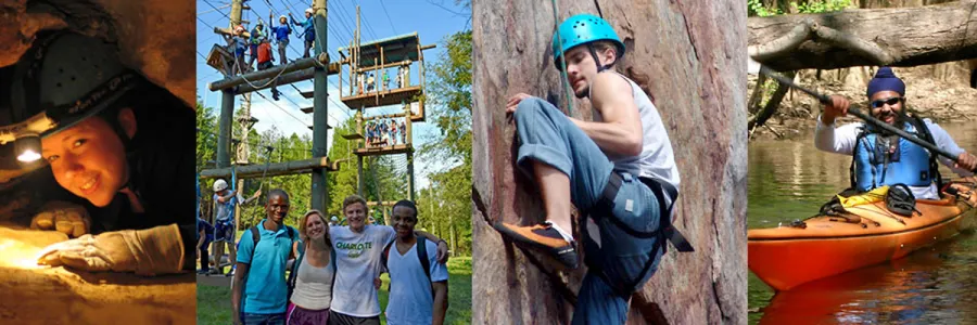 4 frames of the venture crew doing activities