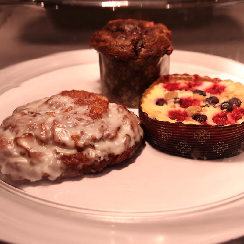 Picture of fruit tart, fritter, and muffin